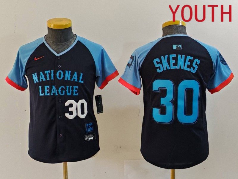 Youth Pittsburgh Pirates 30 Skenes Blue All star 2024 Nike MLB Jersey style 3